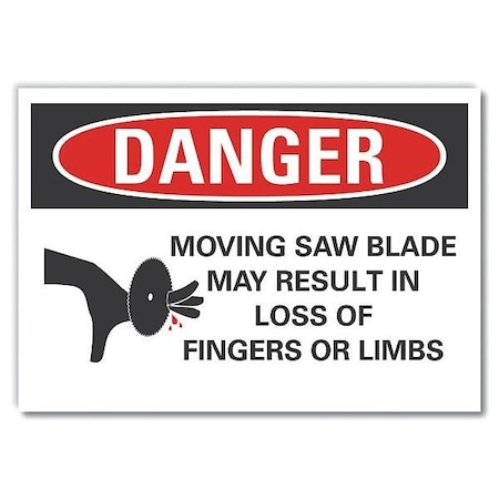 Danger Sign, 3 1/2 in Height, 5 in Width, Polyester, Horizontal Rectangle, English