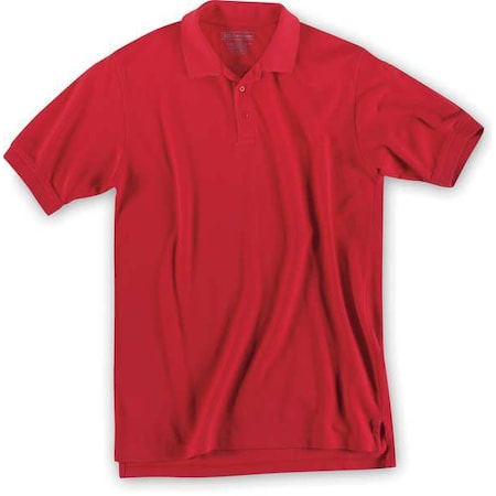 Tactical Polo Shirt, 40% Polyester, 60% Cotton, Button, 2 Pocket(s), Red, M