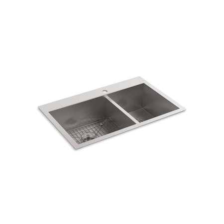 Vault 33" X 22" X 9-5/16" Top-/Under, Undermount Mount, 1 Hole, Stainless