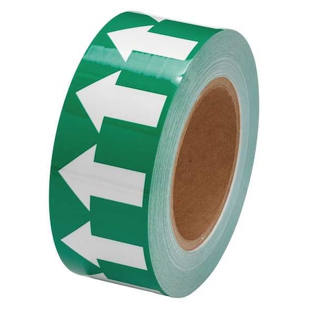 Arrow Tape,2inWx30 yd.,White/Green,Poly