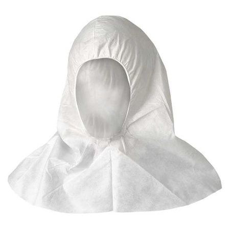 Disposable Hood, Microporous Film Laminate, Serged Seam, White, Covers Head, Neck, Shoulders ,100 PK
