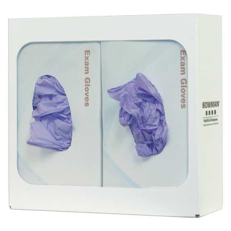 Glove Dispenser, Steel, Holds (2) Boxes ,White ,10 in H x 10-5/8 in W x 3-7/8 in D