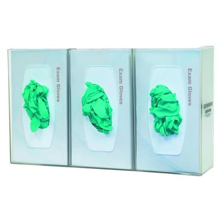 Glove Dispenser, Polycarbonate, Holds (3) Boxes ,Clear ,10-1/8 in H x 17-1/8 in W x 4-1/4 in D