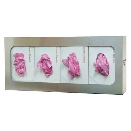 Glove Dispenser, Stainless Steel, Holds (4) Boxes ,Silver ,10 in H x 22-1/4 in W x 4 in D