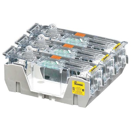 Open Fuse Block, 110 to 200A Amp Range, 250V AC/DC Volt Rating, 3 Poles, Box Lug
