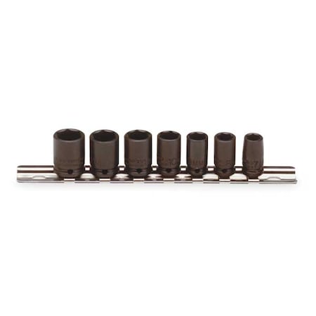 1/4" Drive Impact Socket Set, Metric, 7 pcs