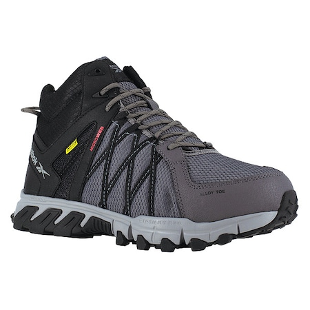 Men's Athletic High-Top Shoe, Alloy Toe, Microfiber/Mesh Upper, Rubber Outsole, Lace Up, Gray, 11 M