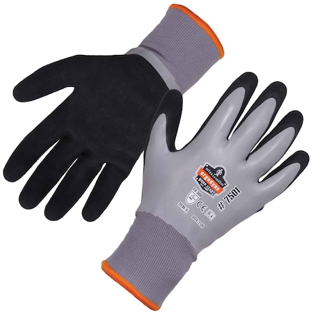 Gray Coated Waterproof Winter Work Gloves, L, PR