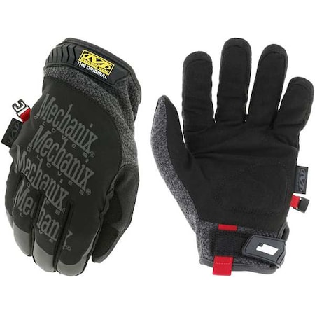 Mechanics Gloves, Synthetic Leather Palm, Black/Gray, S