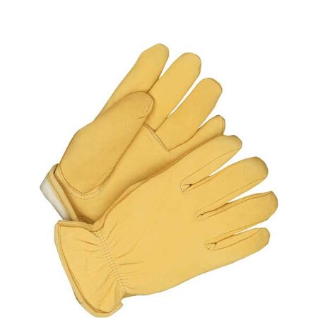 Leather Drivers Gloves, Deerskin Palm, Shirred Slip-On, Beige, 1 PR