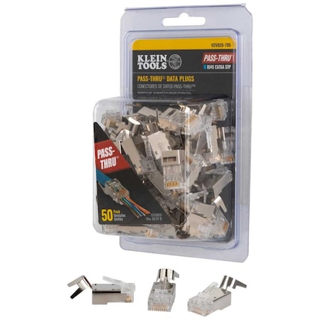 Pass-Thru Modular Data Plugs, RJ45-CAT6A, Shielded (STP), 50-Pack