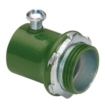 EMT Grounding Connector, 1-1/4 in, Set Screw, Steel, Painted, Green