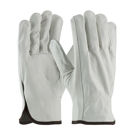Leather Drivers Gloves, Cowhide, Shirred Slip-On, Keystone Thumb, Gunn Cut, Gray, M 12 PK