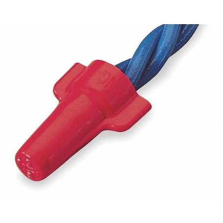 Twist-On Wire Connector, 8 AWG Max, Red, Thermoplastic Polyester Insulation, 600 V, 100 PK