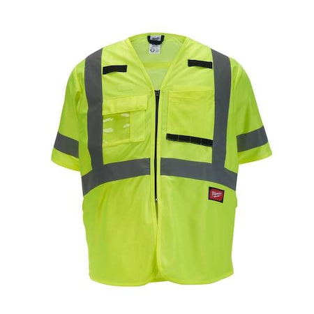 Class 3 High Visibility Yellow Safety Vest - Large/X-Large