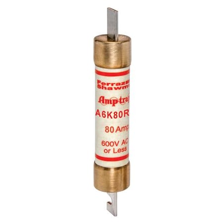 UL Class Fuse, A6K-R Series, 80A, Fast-Acting, 600V AC, Blade