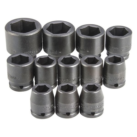 3/4" Drive Impact Socket Set, Metric, 12 pcs