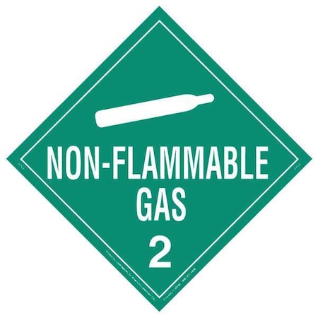 DOT Container Placard, Non-Flammable Gas, Vinyl, 10-3/4" W x 10-3/4" H