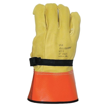 Electrical-Insulating Glove Protectors, Cowhide, 12" Length, Yellow, Size 10