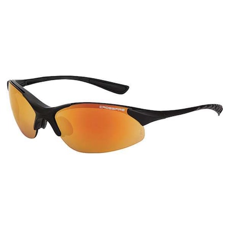 Crossfire XCBR, Safety Glasses, Anti-Scratch, Red Mirror Lens, Black Frame, Half-Frame