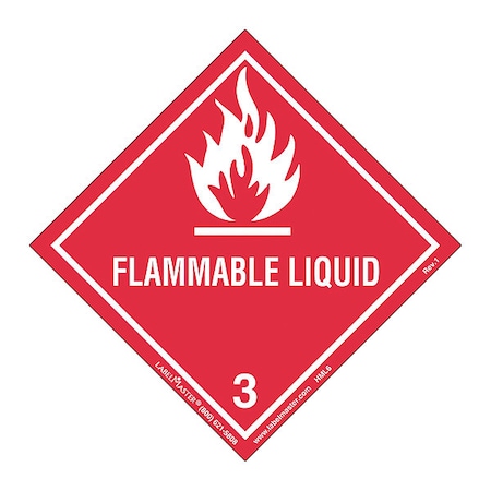 Flammable Liquid Label,Worded,PK50