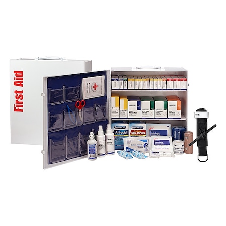 First Aid Kit and Housing, Metal Cabinet, 687 Components, 100 People Served