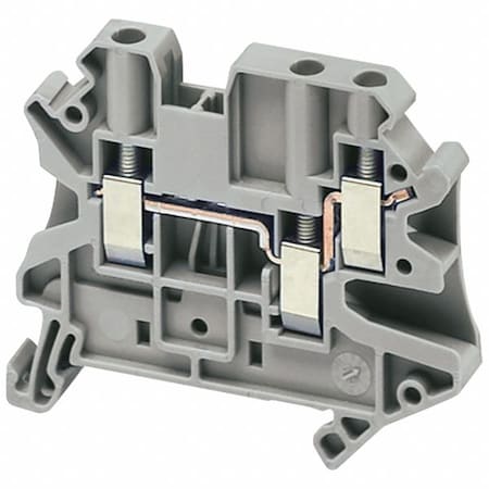 Terminal Block, Pass-Through, 1 Pole, 30 A, 150 V AC, 10 AWG, Screw Termination, Gray