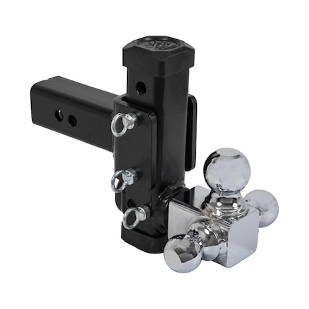 Adjustable Tri-Ball Hitch with Rotating Towing Balls for 2-1/2 Inch Hitch Receivers