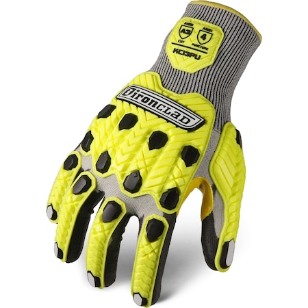 Knit Gloves, Thermoplastic Rubber Back, 3 Abrasion Level, High-Visibility Yellow, S (7)