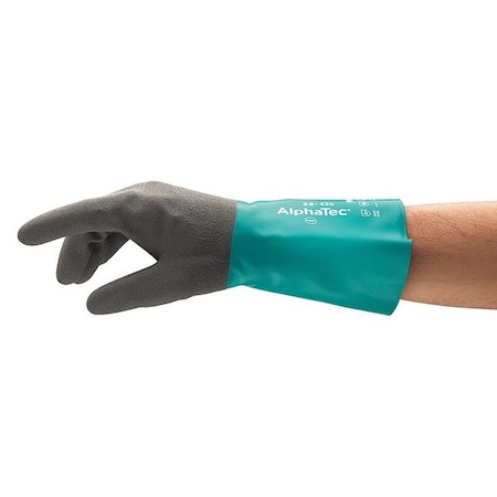 AlphaTec(R) 58-430 Chemical Resistant Gloves, Nitrile, 12 in L, 12 mil, Gray, 9, 1 PR