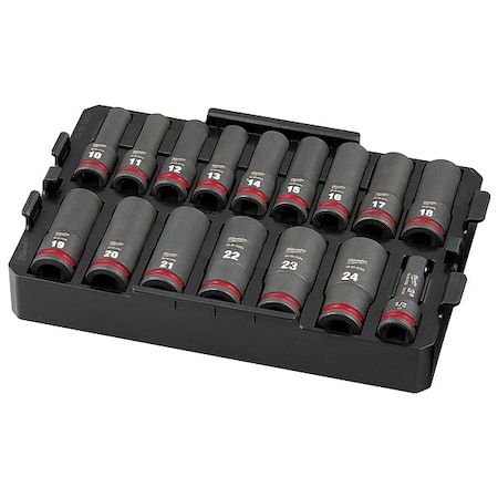 1/2 in Drive Socket Set Metric, SAE 15 Pieces 10 mm to 24 mm , Chrome