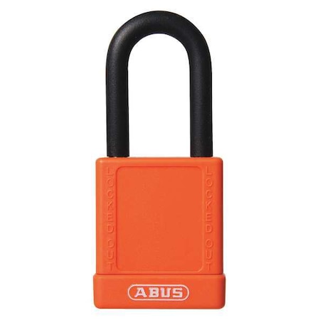 Lockout Padlock, Keyed Different, Plastic-Covered Aluminum, Orange, 1 1/2 in Shackle Height
