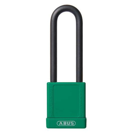 Lockout Padlock, Keyed Different, Plastic-Covered Aluminum, Green, 3 in Shackle Height