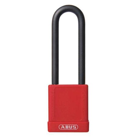 Lockout Padlock, Keyed Alike, Plastic-Covered Aluminum, Red, 1 1/2 in Shackle Height, 1 No. of Keys