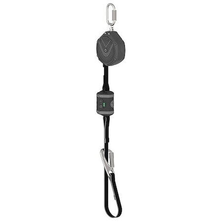 V-SHOCK Personal Fall Limiter Self-Retracting Lifeline, 10 ft. Length, Carabiner, Steel, 1 Leg(s)