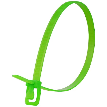Cable Tie, 36 in L, 11 in Max Bundle Dia., Fluorescent Green, Nylon 6/6, 175 lb Strength, 10 PK
