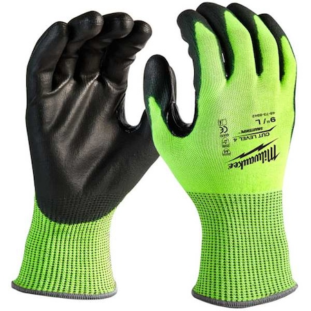 12PK High Visibility Cut Level 4 Polyurethane Dipped Gloves - XL
