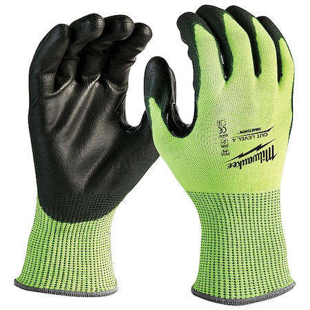 High Visibility Cut Level 4 Polyurethane Dipped Gloves - S,PR