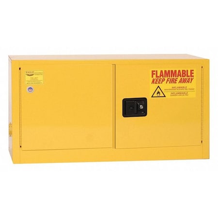 Hazardous Material Storage Cabinet, 15 gal, 1 Shelves, Steel, 43 in W x 24 in H x 18 in D, Yellow