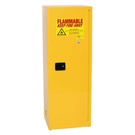 Hazardous Material Storage Cabinet, 24 gal, 3 Shelves, Steel, 23 1/4 in W x 65 in H x 18 in D