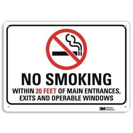 No Smoking Sign, 7" H, 10" W,  Vertical Rectangle, English, U1-1018-RA_10X7