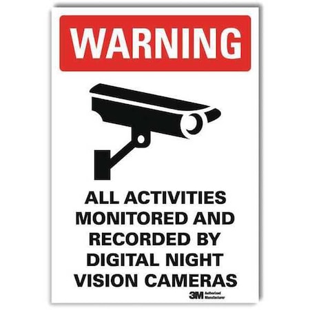 Warning Sign, 10 in Height, 7 in Width, Reflective Sheeting, Horizontal Rectangle, English