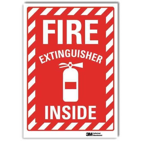 No Header, Fire Extinguisher Inside, 10 in W x 14 in H, Vertical Rectangle, Reflective Sheeting