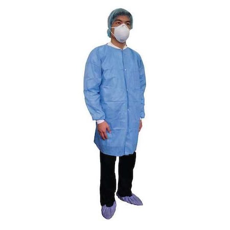 Condor Disposable Lab Coat, SMS, Snaps Closure, Blue, 3XL