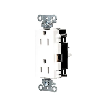 Straight Blade Receptacle, 5-15R, 15 A, 125V AC, 2 Pole, 3 Wire, Surface Mount, Grounded