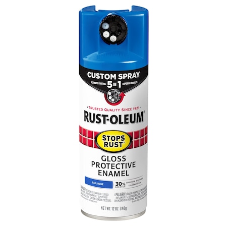 Rust Preventative Spray Paint, Sail Blue, Gloss, Solvent, 12 Oz