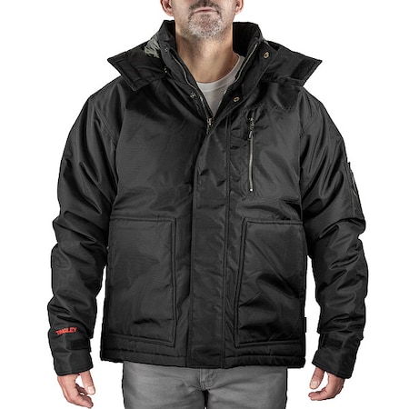 Unisex Insulated Jacket, Nylon, Black, 2XL