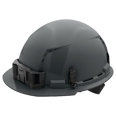 BOLT Gray Front Brim Vented Hard Hat w/4pt Ratcheting Suspension - Type 1, Class C