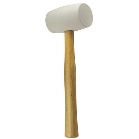 32 oz. Rubber Mallet, Non-Marring, 2 1/1 in Face Dia., 13 3/4 in L Wood Handle