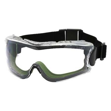 Safety Goggles, Clear Lens, FogLess 3Sixty Coating, Indirect Vent, Green Frame, Mission Series